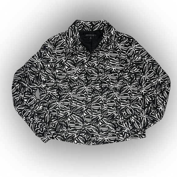 Lafayette 148 New York Women Zip Up Black and White Lightweight Jacket SZ 16 - Picture 1 of 15